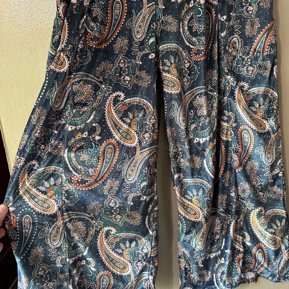 Bohera Paisley Wide Leg Pants in Navy and Orange - Picture 2 of 6